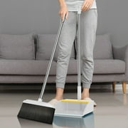 Fufafayo Brooms And Dustpan Set for Home, Stand Up Broom and Dustpan Combo, Plastic Broom with Dustpan, Upright Broom Set for Kitchen Office, Hardwood Floor Cleaning Tool