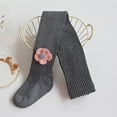 thumbnail image 2 of SGFCWSX Girls Cable Knit Tights Winter Soft Leggings with Flower Kids Stretch Fleece Lined Pantyhose Dark Gray Size 1 Years, 2 of 3