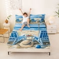 thumbnail image 3 of Manfei Hawaii Beach Full Size Sheets for Kids Boys and Girls, Coastal Vacation Print Bed Sheets 4 Pieces, 1 Flat Sheet, 1 Fitted Sheet and 2 Pillowcases, 3 of 6