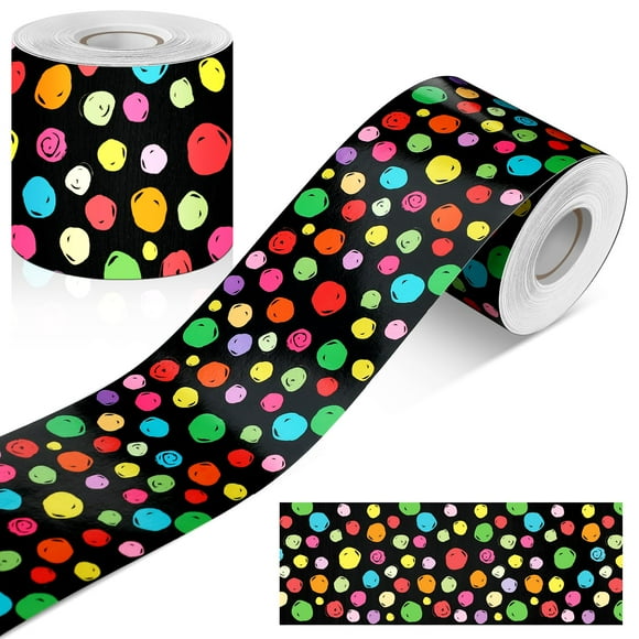 Bulletin Board Borders Zonon, 65 pies, lunares blancos y negros