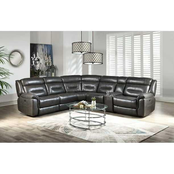 Acme Imogen Wooden Frame Sectional Sofa, Denton Leather Power Reclining Sofa
