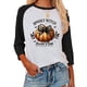 thumbnail image 4 of Camiseta de manga tres cuartos con estampado de feliz Halloween para mujer, blusa informal de cuello redondo, camisetas de fantasma de Halloween, 4 of 5