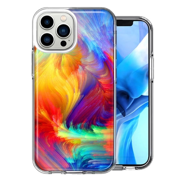 MUNDAZE Apple iPhone 14 Pro Colorful Feather Paint Double Layer Phone Case Cover