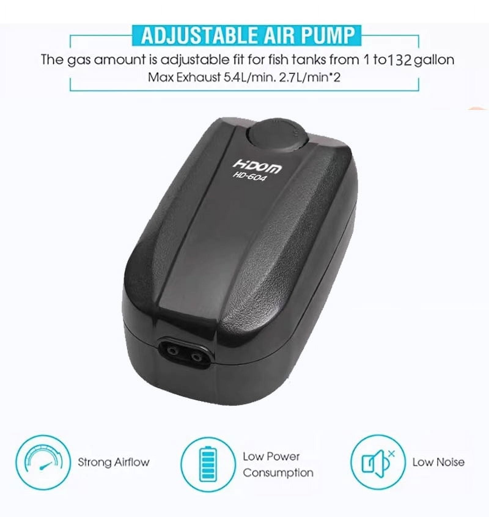 HIDOM Aquarium Air Pump Dual Outlet Fish Tank Aerator with Accessories for 15- 250 Gallon Tank