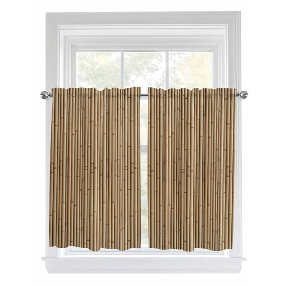 Country Farmhouse Living Room Curtains 2 Panel, Vintage Plants Lines Pattern Brown Cafe Window Treatment, Farmhouse Bedroom Bathroom Kitchen Curtains Drapes 104"x45"