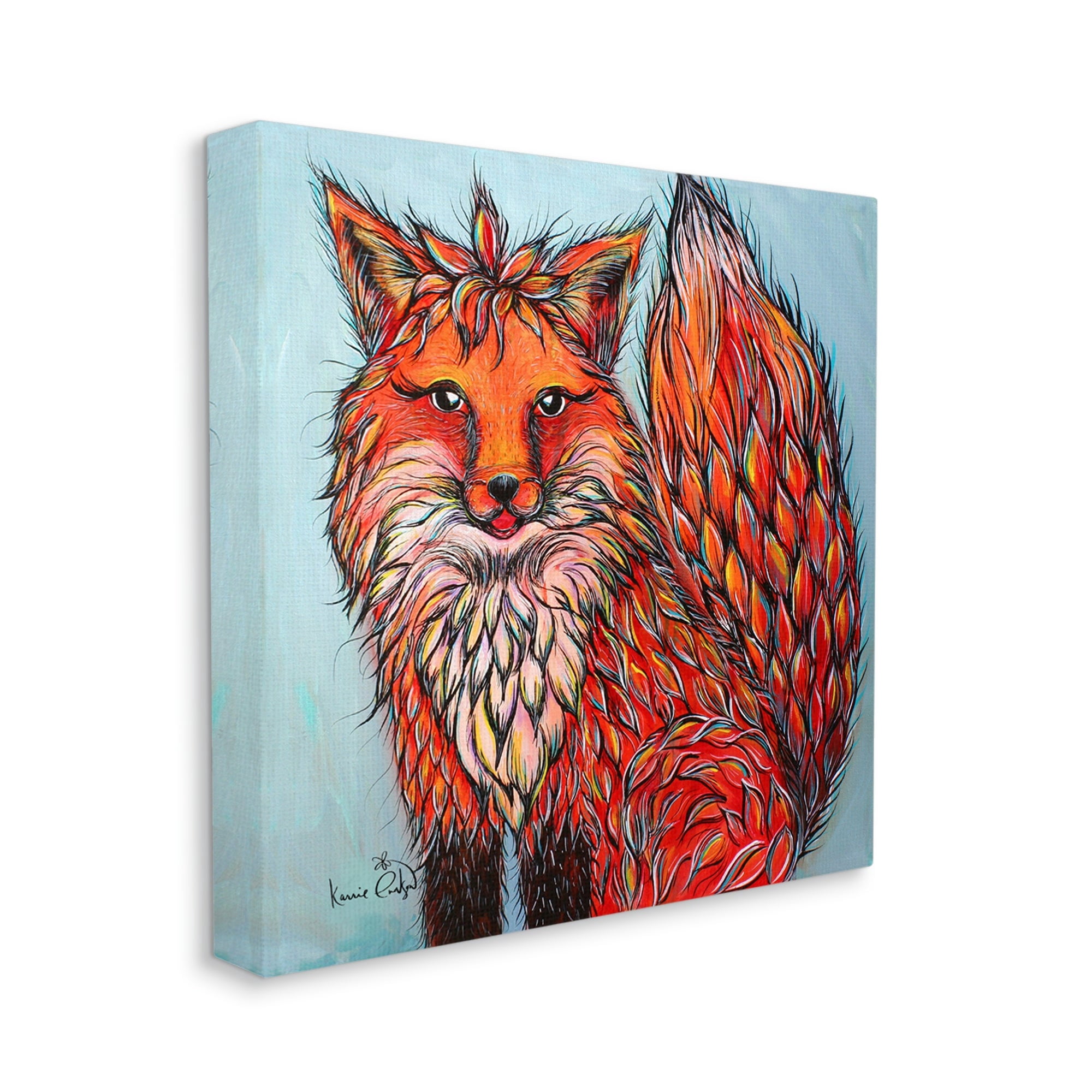 Stupell Industries Modern Red Fox Shaped Hair Tufts Vivid Wildlife Painting Gallery Wrapped Canvas Print Wall Art, Design by Karrie Evenson