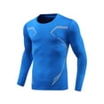 thumbnail image 2 of VBTAPA Men's Long Sleeve Compression Shirts Athletic Sport Undershirts Tight Base Layer Tops Rash Guard Workout Running Gym T-shirt Blue L, 2 of 7