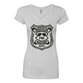 thumbnail image 2 of Burt Macklin Parks and Recreation Pop Female Junior Fit V-Neck Tee, Heather Grey, Small, 2 of 3