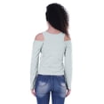 thumbnail image 5 of Moomaya Womens Cold Shoulder Short Top Solid Full Sleeves Summer Tee Tops, 5 of 7
