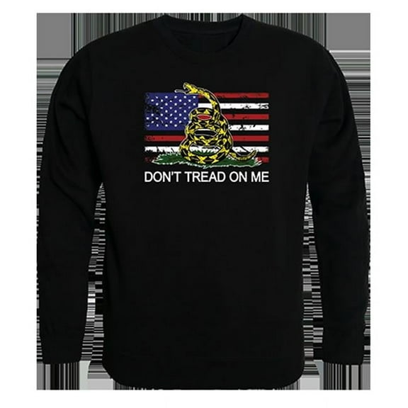 Rapid Dominance Flag with Gadsden Graphic Crewneck Sweatshirt, Black - Medium