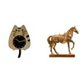 thumbnail image 1 of Reloj de pared con figura de gato y caballo. Escultura silenciosa para cocina, oficina o decoración del hogar. Regalo único para inauguración de casa., 1 of 8