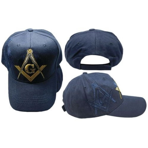 Embroidered Blue Mason Masonic Shadow Emblem Baseball Style Cap Hat
