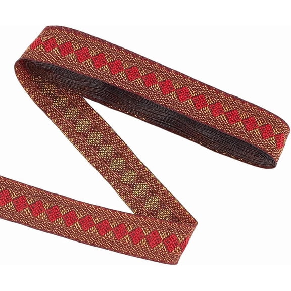 7.7 Yards Vintage Jacquard Ribbon Embroideried Lace Trim 3/4 inch Rhombus Woven Trim Ethnic Style Ribbon Boha Sewing Trim for DIY Crafts Costume Sewing Gift Wrapping Decor