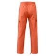 thumbnail image 5 of Sahpxhe Men's Cotton Cargo Pants Casual Straight Leg Elastic Waist Drawstring Pants with Zipper Pockets for Workout Hiking Orange XXXL, 5 of 8