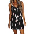 thumbnail image 1 of Robe d'Été pour Femmes, Mode Aguichant, Col en V, Imprimée, Vacances, Plage, Combinaison, Robe Soleil, 1 of 4