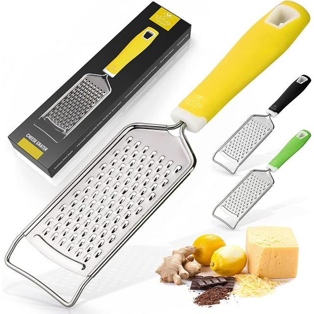 Zulay Kitchen Râpe à Fromage Plate en Acier Inoxydable Professionnelle - Jaune