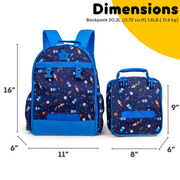 J World Boys And Girls Duet 16 Backpack With Detachable Lunch Box For School, Spaceship