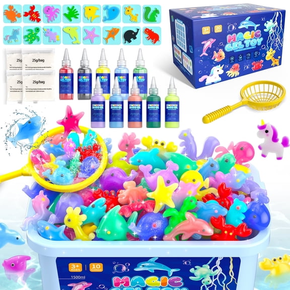 Beefunni Magic Fairy Water Elf Toy for Kids, Creative Water Gel Kit with 10 Color Magic Gels & 8 Molds, Kids Art Ceaft Set, Birthday Gift for Kids (Ocean)