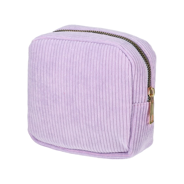 Bolsas de cosméticos portátiles de color sólido para mujeres Unique Bargains para vacaciones, camping, gimnasio y viajes en corduroy púrpura