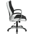 thumbnail image 2 of Mid-Back Black and White Leather Executive Swivel Office Chair with Arms, 2 of 6