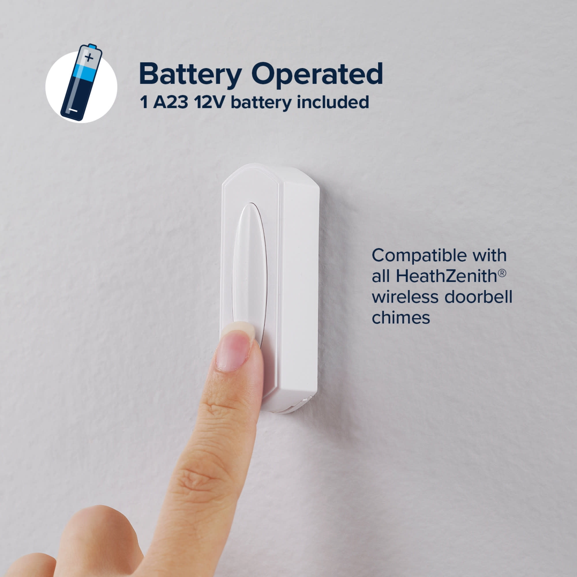Globe Electric 91008668 Heath Zenith Plastic Wireless Push Doorbell Button - White