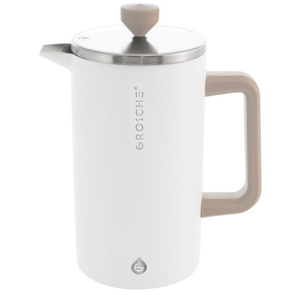 GROSCHE DUBLIN Stainless Steel French Press, Double Wall French Press Coffee Maker - White