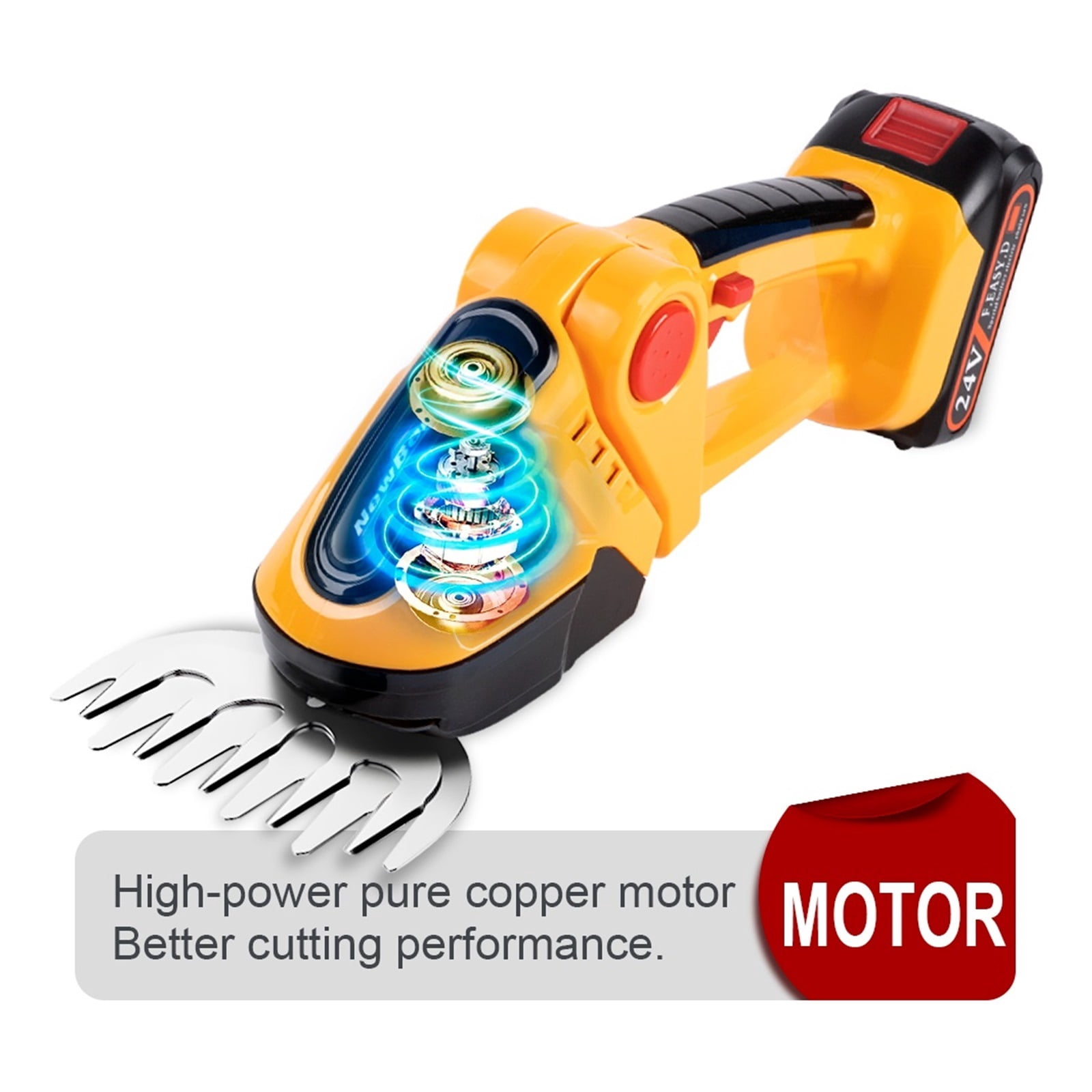 2 In 1 24V Cordless Electric Hedge Trimmer 20000RPM Rechargeable Handheld Household Shrub Weeding Pruning Mower Garden Tools ,2 IN 1 Trimmer & Edger