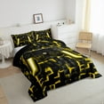 thumbnail image 3 of Manfei Gaming Bedding Comforter Set,Geometric Grid Twin Comforter Sets,Gradent Yellow Black Bedding Set For Boy,Microfiber Room Decor Reversible,2-Piece, 3 of 8