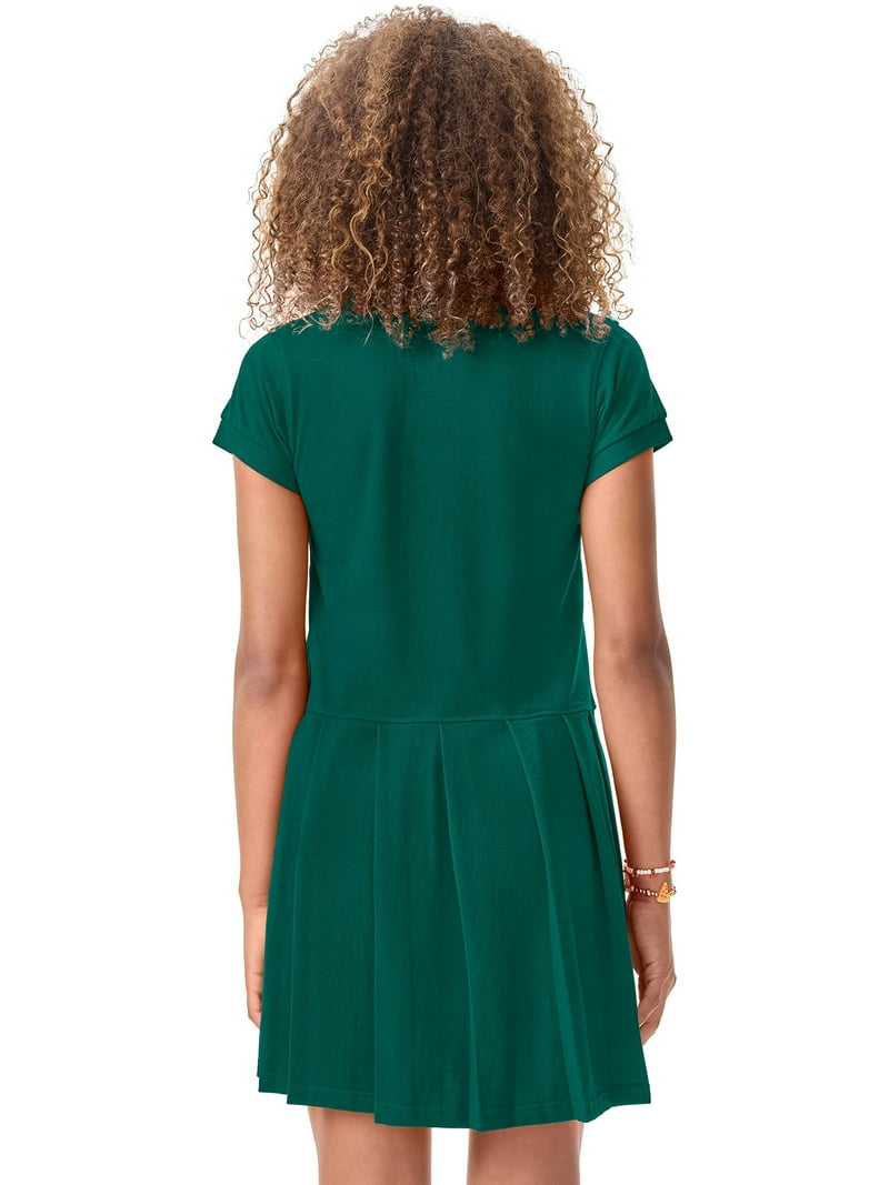 green emerald velvet dress Camel Striped Long Sleeve Drop Waist Polo Dress main image 0