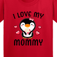 thumbnail image 4 of Inktastic I Love My Mommy with Cute Penguin and Hearts Youth T-Shirt, 4 of 5
