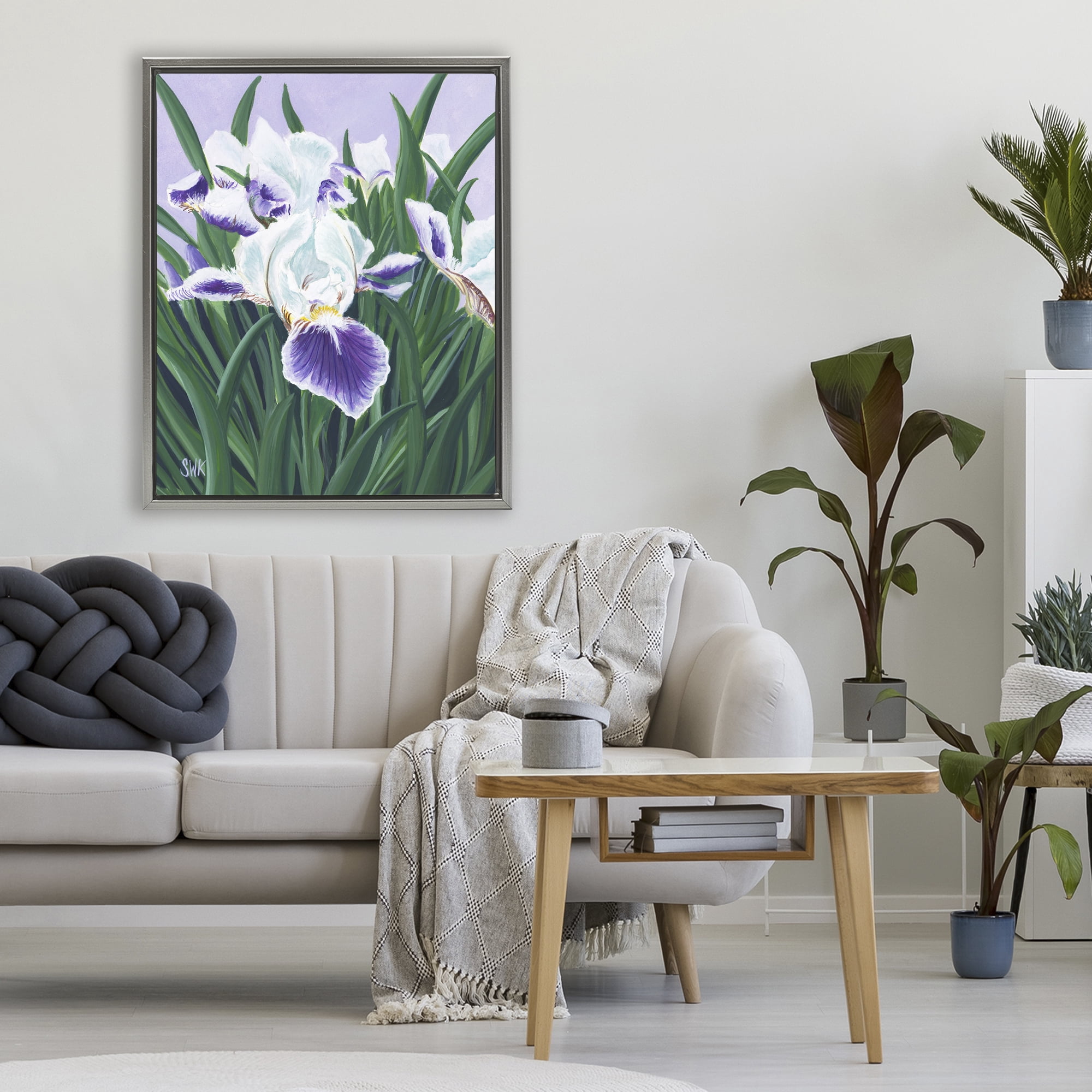 Stupell Industries Purple & White Irises Gray Framed Floater Canvas Wall Art, design by Sarah Waldron Kimball