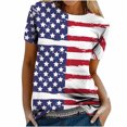 thumbnail image 4 of Lenago Hauts d'Été Grande Taille pour Femmes Mode Décontractée Blouse Ample Jour de l'Indépendance Impression Drapeau Col Rond T-Shirt Chemises Blouse Imprimée Tee Tenues du 4 Juillet pour Femmes, 4 of 9