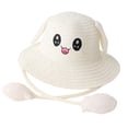 thumbnail image 4 of Sombrero de paja con orejas de moda con orejas que se mueven y saltan, gorras de pescador de protección para blanco lechoso, 4 of 9