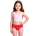 thumbnail image 4 of Girls Swimsuit Size 10 Cutout Bikini Sets for Girls 16-18 Drawstring Girls Swimwear Tankini 3 Pieces Bathing Suit Ruched Color Block Beach Swimwear Z07 Red 3-4 Years, 4 of 7
