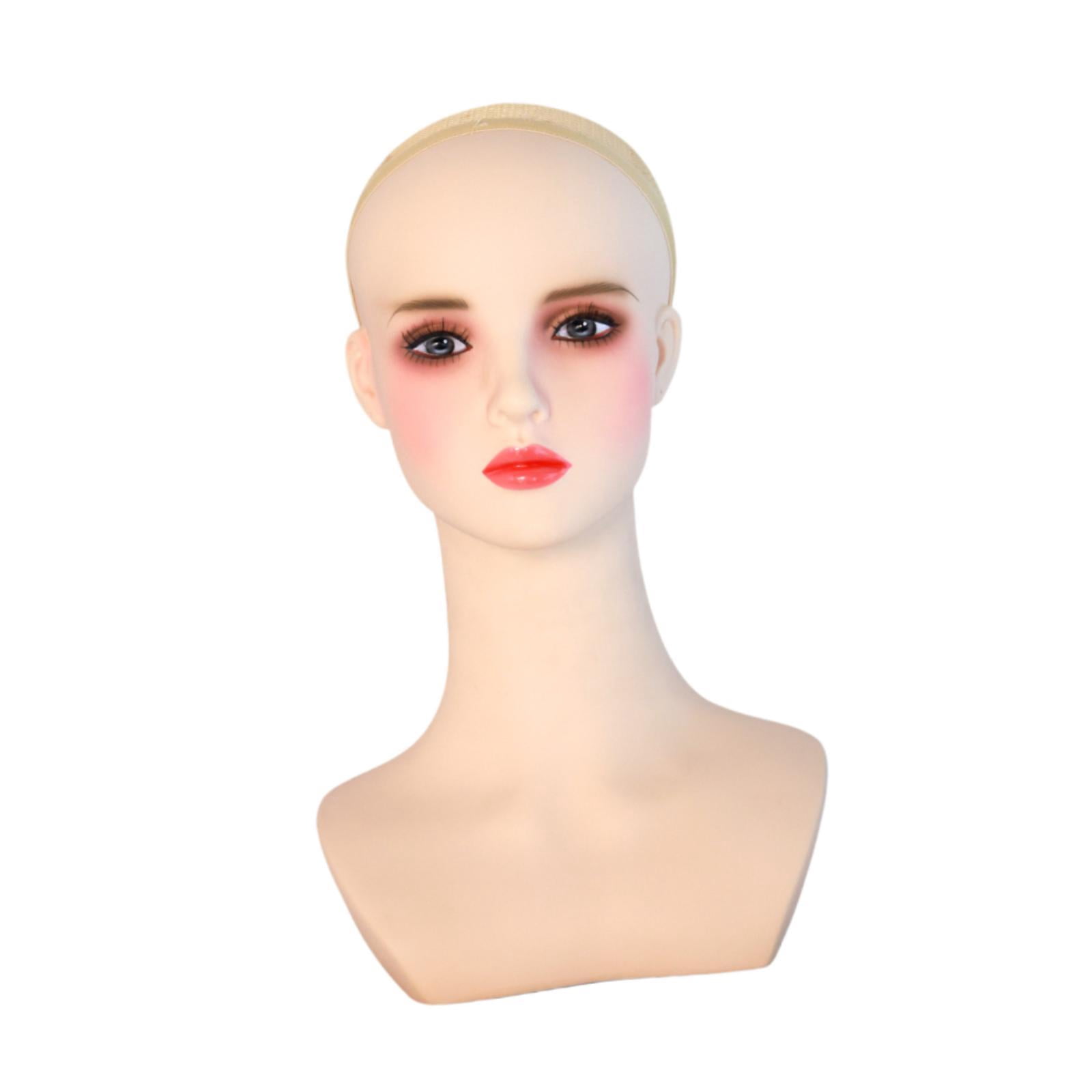 Serenable Cosmetology Mannequin Head with Cap with Makeup Shop Stand