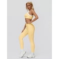 thumbnail image 6 of IBTOM CASTLE Womens Two Piece Workout Sets Double Layer Sports Bra Matching Tummy Control High Wait Leggings Active Gym Outfit Yellow, 6 of 7
