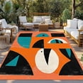 thumbnail image 3 of Fsddascl Orange Teal Black Outdoor Rug for Patio/Deck/Porch, Non-Slip Large Area Rug 4 x 6 Ft, Modern Impressionist Geometric Indoor Outdoor Rugs Washable Area Rugs, Reversible Camping Rug Carpet, 3 of 5