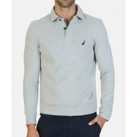 Nautica NEW Gray Mens Size Small S Henley Fleece Long-Sleeve Sweater