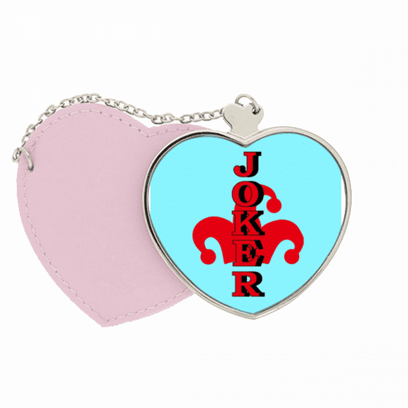 Multicolour Playing Card Joker Mirror Travel Purse Makeup Heart Pink