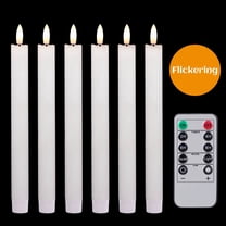 Lasumora Flameless Taper Candles with Remote and Timer, Battery Operated Real Wax LED White Window Candles for Dinner Wedding Holiday Decor 6Pcs