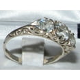 thumbnail image 4 of LBG British Made VINTAGE style Solid 10K White Gold Natural Aquamarine Trilogy Ring, 4 of 8