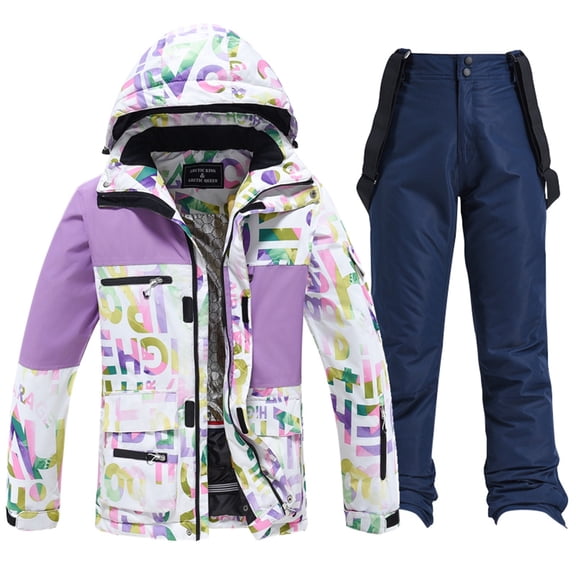 Valora Men's Suits Men And Women Ski Wear Winter Windproof Hooded Jacket And Pants Suitable For Casual Outdoor Ski Wear Dark Blue L