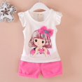 thumbnail image 2 of Gerichy Girls Summer Outfits, Girls Three Quarter Sleeves Trousers Suit Comfortable Breathable Fashion Cute Cartoon Girls Home Suit, 2 of 6