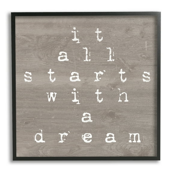 Stupell It All Starts With A Dream Rustic Inspirational Painting Black Framed Art Print Wall Art