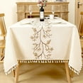 thumbnail image 5 of High Quality Tablecloths for Rectangle Tables, Cotton Linen TableCloth Waterproof Tablecloth Wrinkle Free Farmhouse Dining Table Cover, Soft Fabric Table Cloths with Tassels, 5 of 10