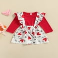 thumbnail image 4 of POINTERTECK Toddler Baby Clothes Outfit Long Sleeve Solid Color Ruffle Tops Suspender Skirt Valentine‘s Day Set, 4 of 9