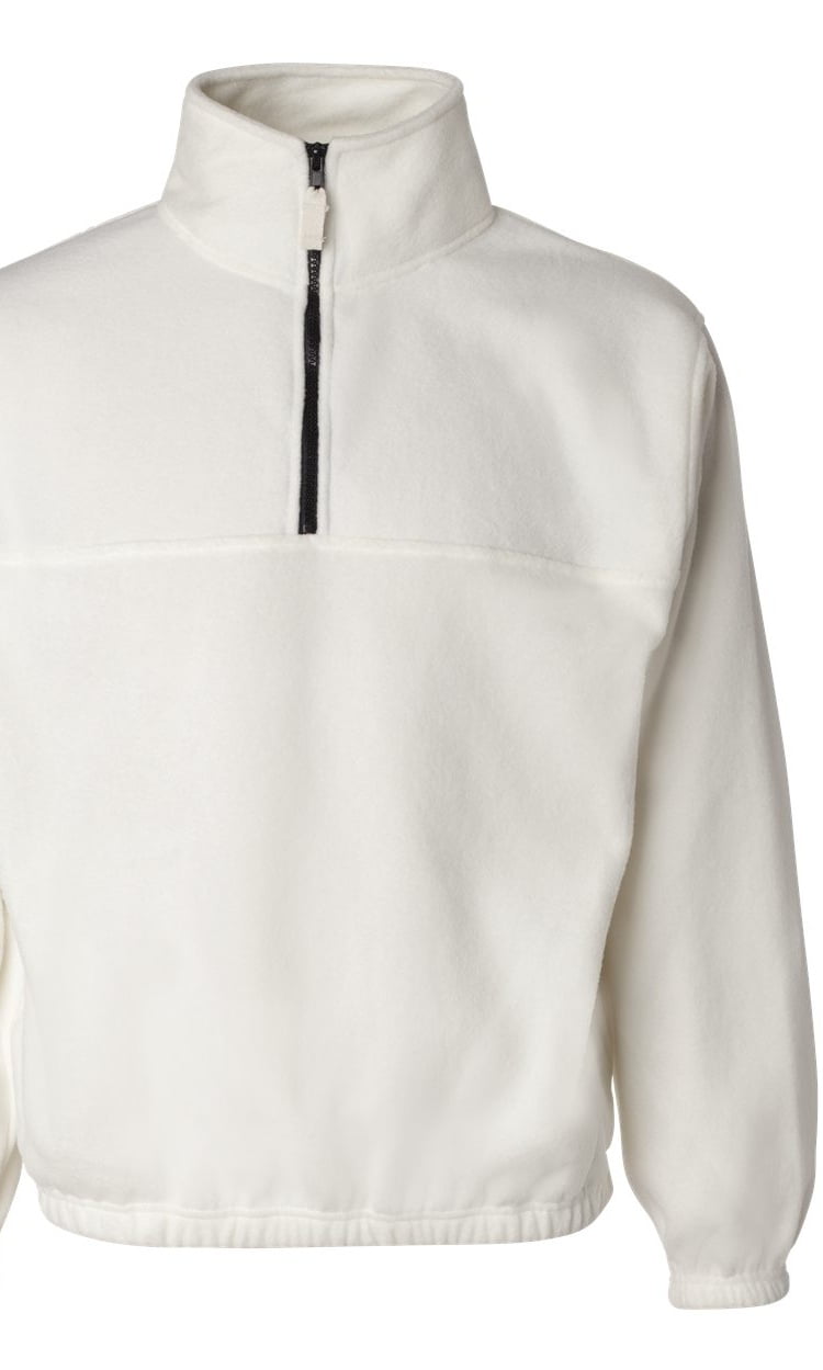 white fleece half zip