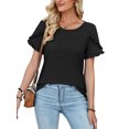 thumbnail image 2 of Avamo Hauts d'Été pour Femmes T-shirt Col Rond Manches Courtes T-shirt Confortable Chandail de Travail Noir G, 2 of 4