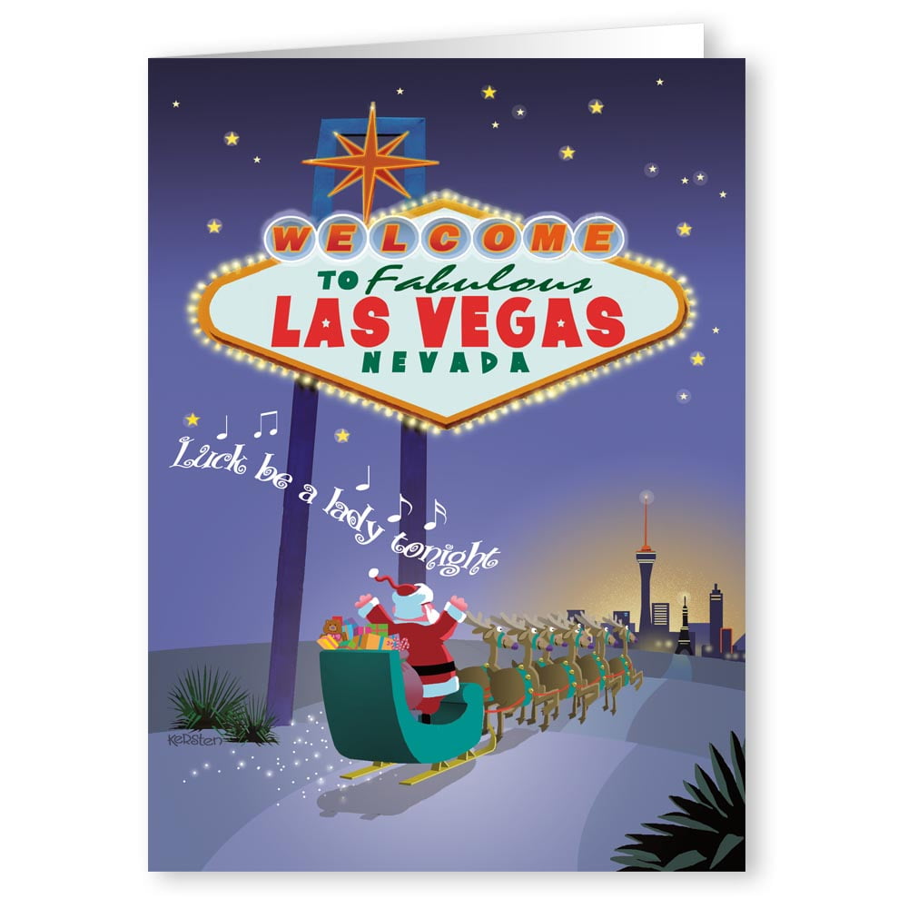 to Vegas Santa Funny Holiday Christmas Cards 18 Cards and
