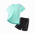 thumbnail image 4 of HCNTES Boys 2Pcs Soccer Set Sport Team Uniform Shirt and Shorts Little Kids Big Kids Basketball Team Sportswear Kid Boys Summer Outfit Set 6T 7T 8T 9T 10T(F02-Green,5-6 Years), 4 of 4